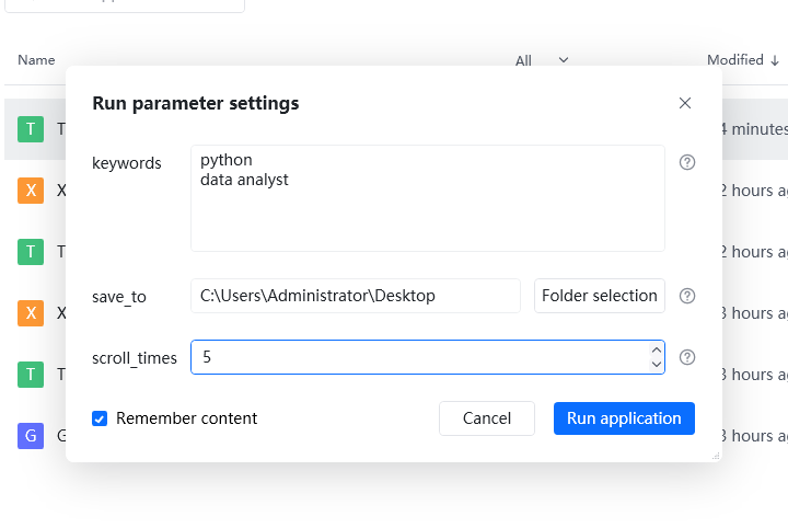 parameter settings opai