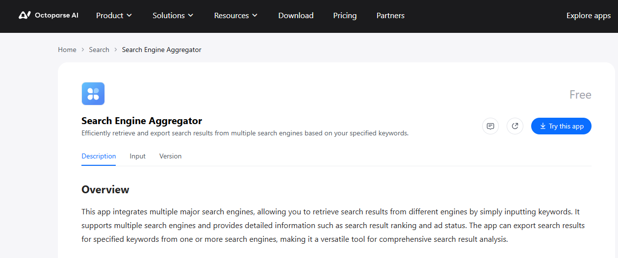 search engine aggregator opai