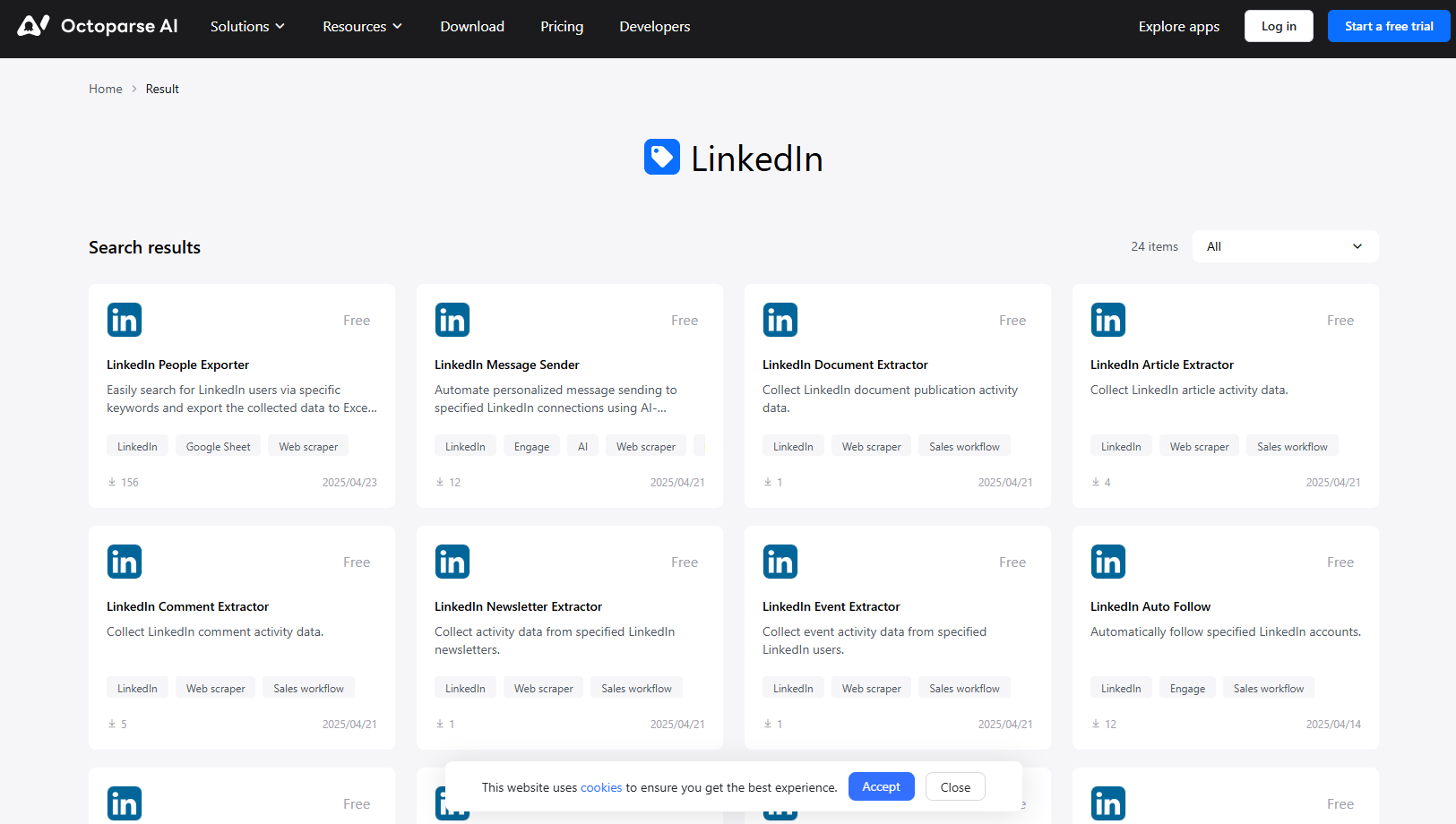 octoparse ai linkedin apps